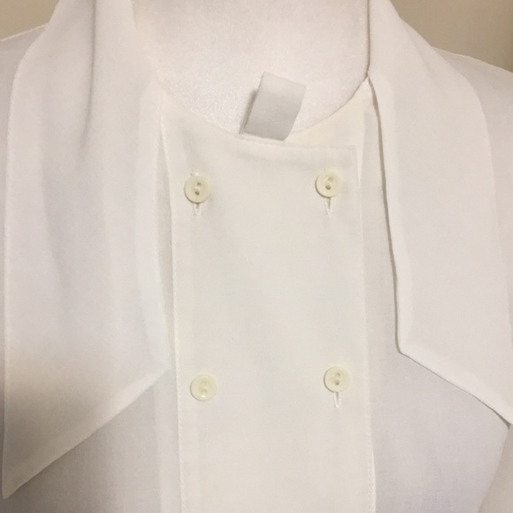 #002 Sheer White Double Breasted Blouse Size 12 Made in UK One Only Ignore Other - Picture 7 of 10